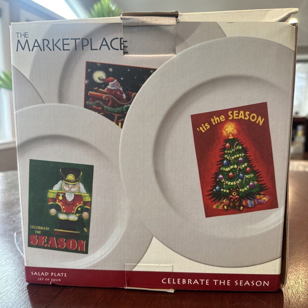 The Marketplace Vintage‎ Celebrate The Season 4 Christmas Plates dishes NEW